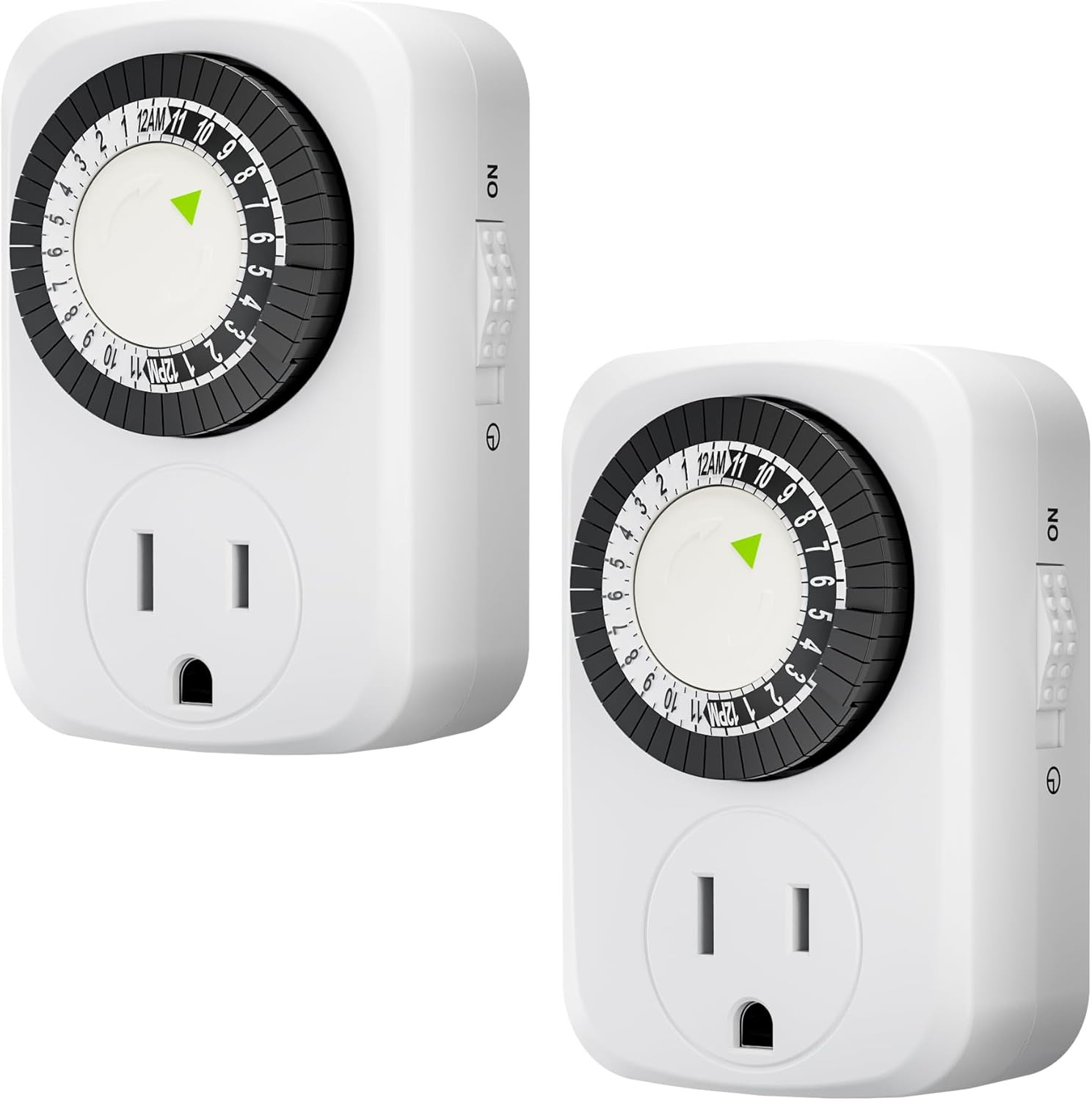 2 Pack 24 Hour Mechanical Outlet Timer Indoor Light Timer 30 Min Interval