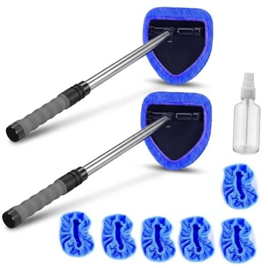 Car Windshield Cleaner Tool (2-Pack) with Extendable Handle, Inside Auto