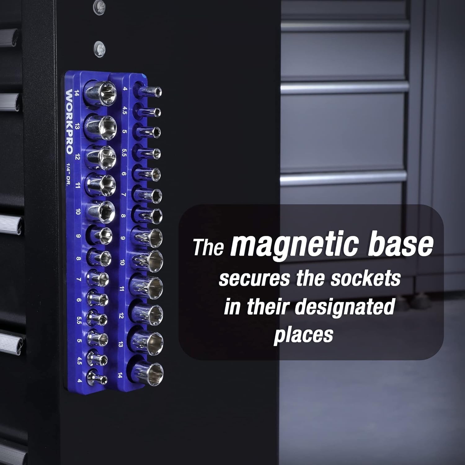 Effortless Organization: 26-Piece Magnetic Socket Holder with Soft Rubber Base