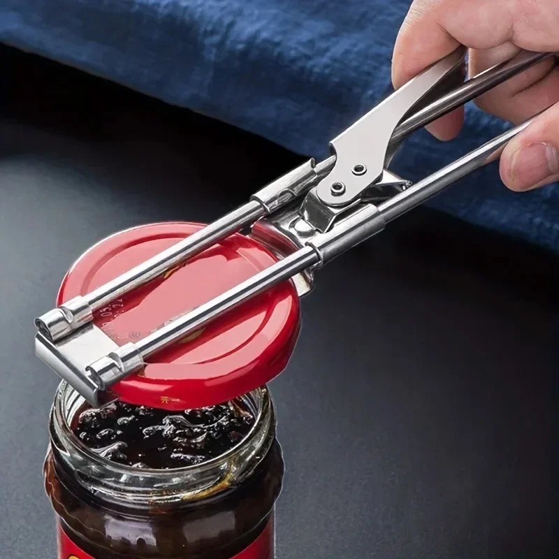 Stainless Steel Can Opener Adjustable Jar Lid Gripper Multifunction Kitchen Tool