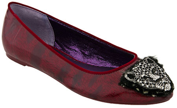 POETIC LICENCE TURKISH DELIGHT RED FLATS SLIP ON SHOES ANIMAL JEWELS FAUX FUR