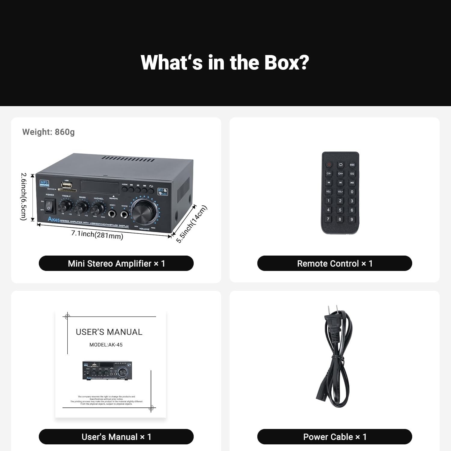 Stereo Receiver & Amplifier Home Audio Amp, AK45 Bluetooth Receiver for Home NEW