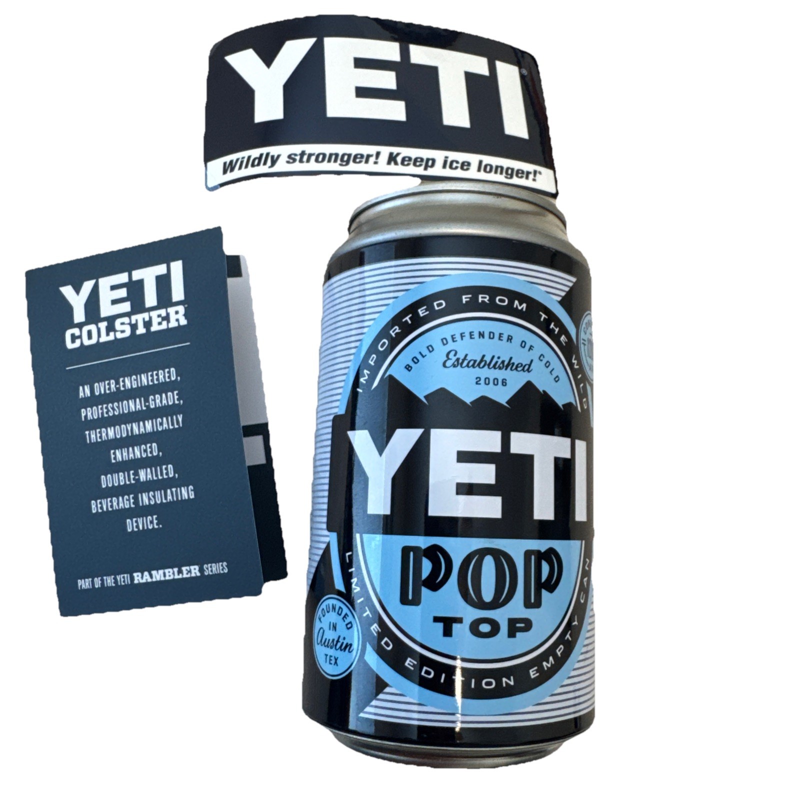 Yeti Colster Pop Top Limited Edition Empty Stash Can   Novelty Item w/stickers