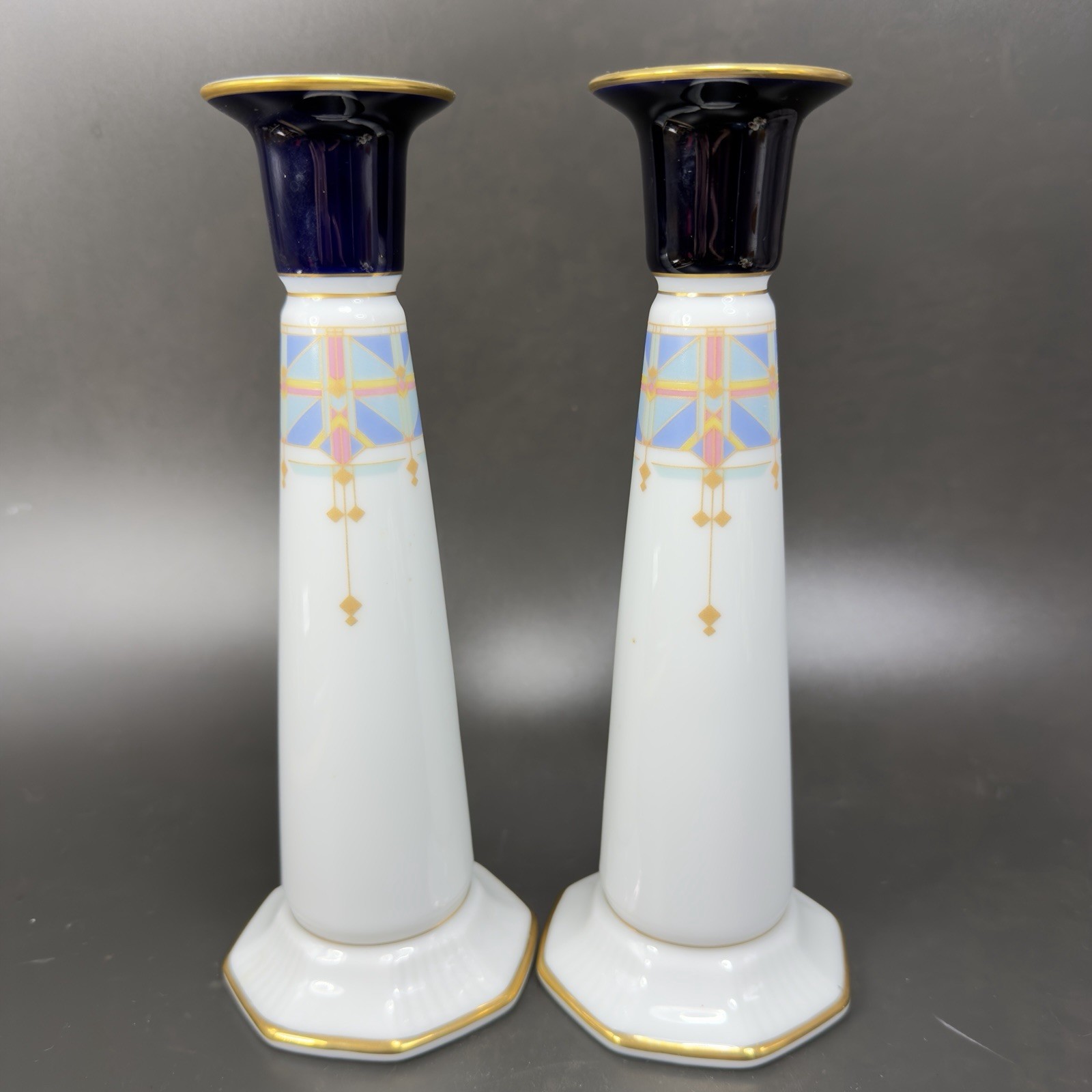 Noritake Fine Porcelain Legacy Porcelain Candle Stick Holder Votive Set 2 VTG
