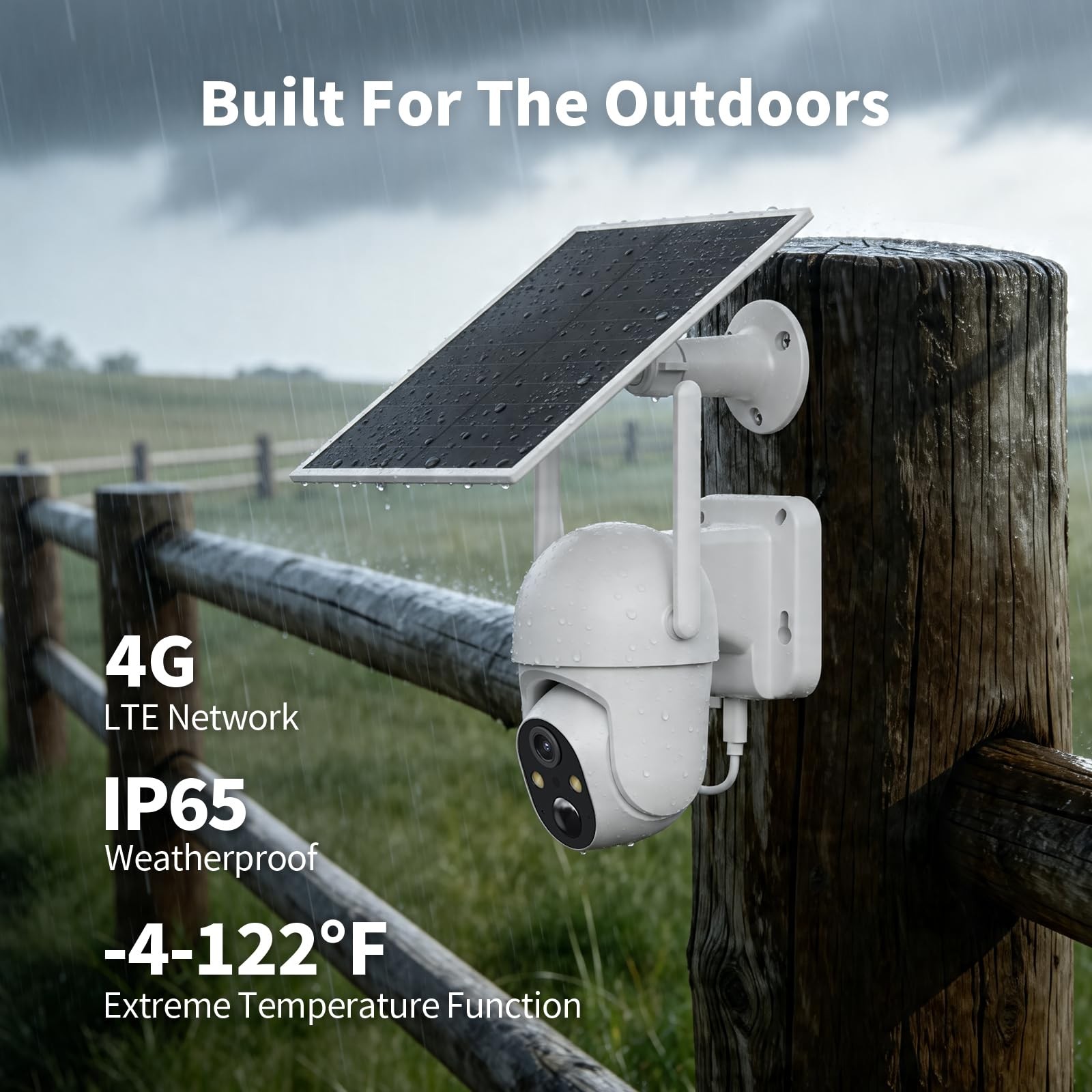 ELYSOO 2 Pack 4G LTE Cellular Security Cameras, Solar Powered 2Pack, White