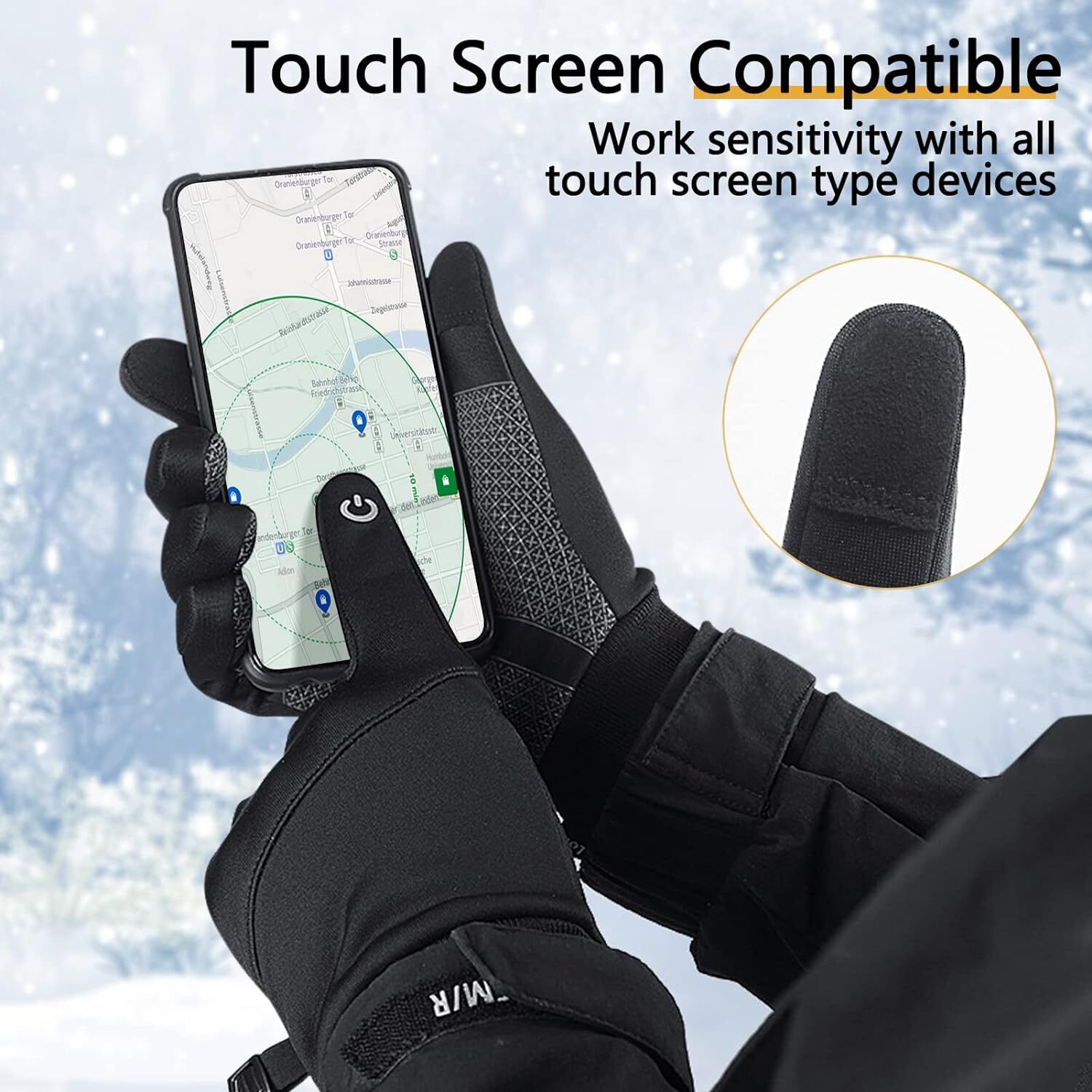 Winter Thermal Gloves Waterproof Windproof Touch Screen Gloves for Cold Weather