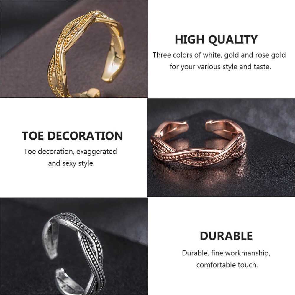 3PCS Adjustable Foot Ring Toe Ring Decoration Creative Knuckle Rings Set