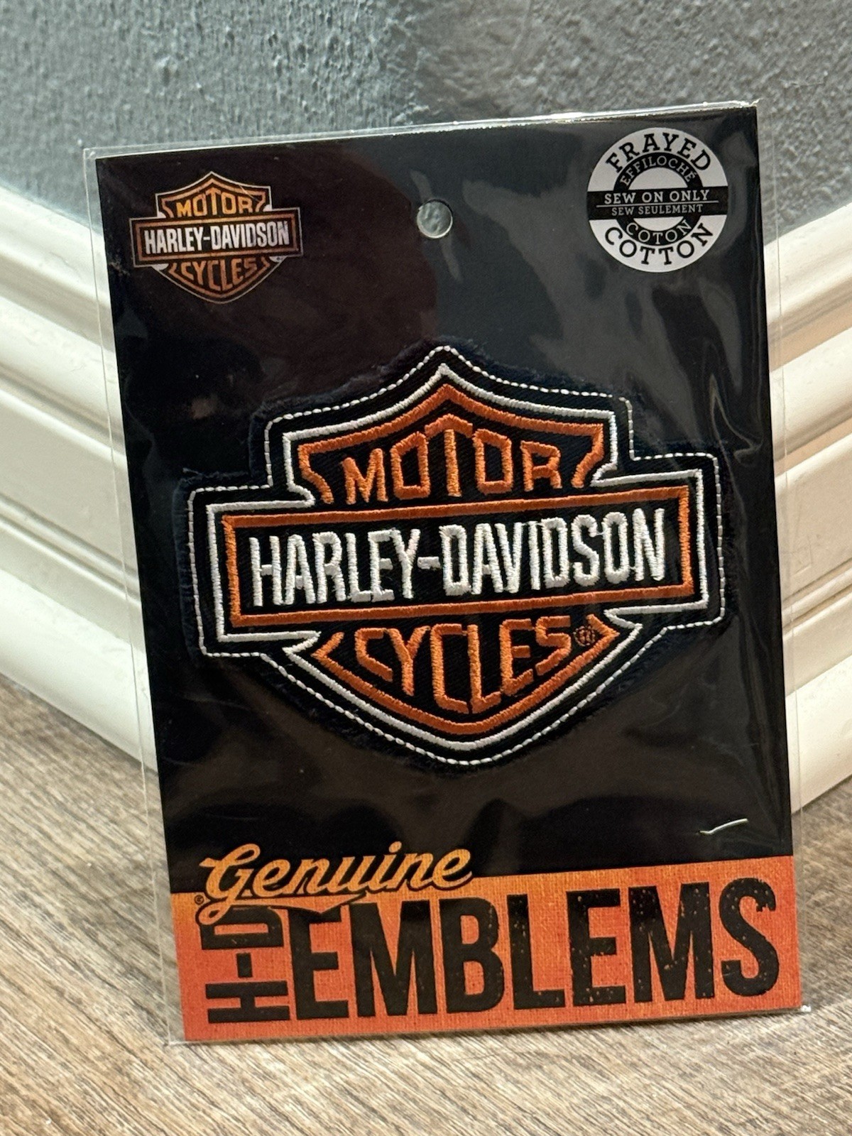 Harley Davidson® Genuine Orange Bar & Shield Frayed Emblem Embroidered Patch SM
