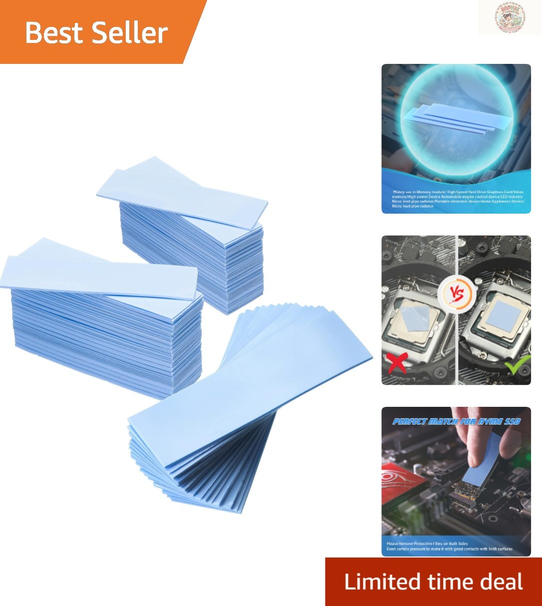 30 Pack Silicone Thermal Pads 2.6x0.8 - Superior Heat Transfer for Electronics
