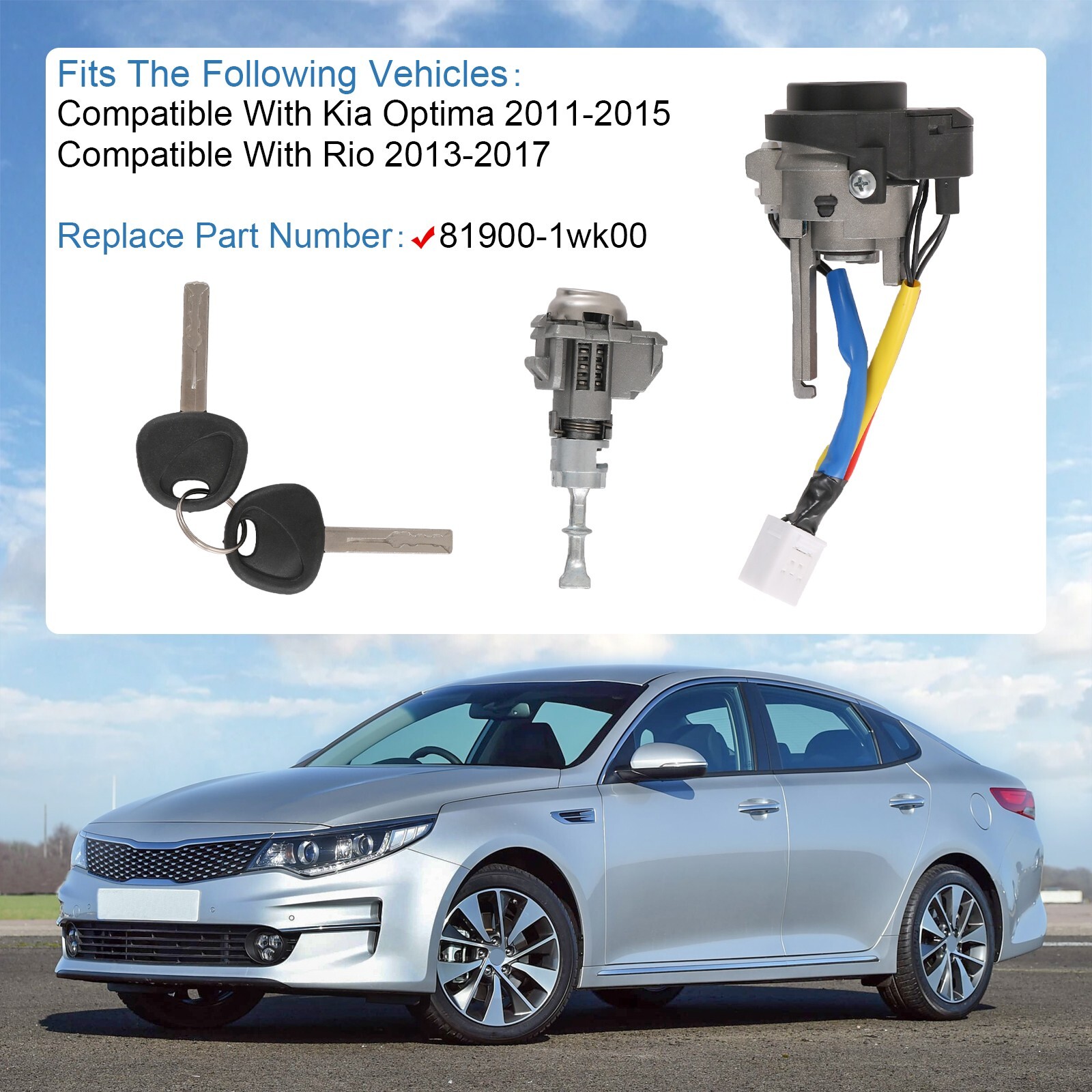 Ignition Lock Cylinder Switch With Keys Fit KIA RIO 2013-2017 OPTIMA 2011-2015