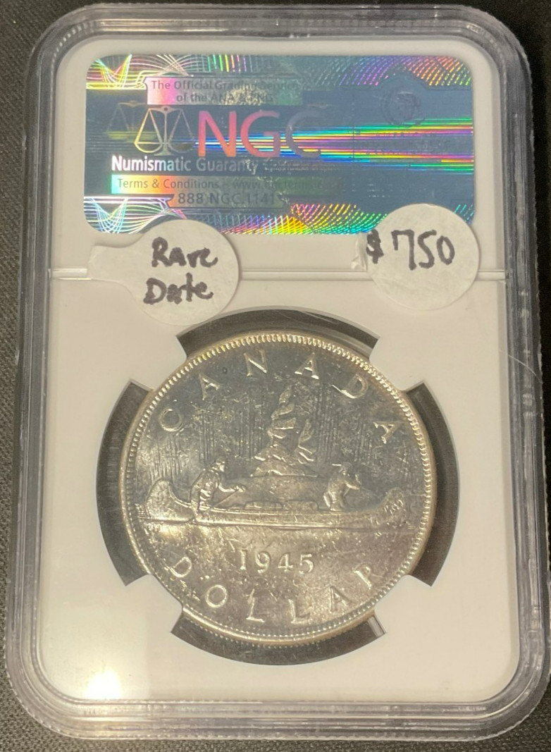 1945 Canada Silver Dollar $1 NGC MS62 George VI