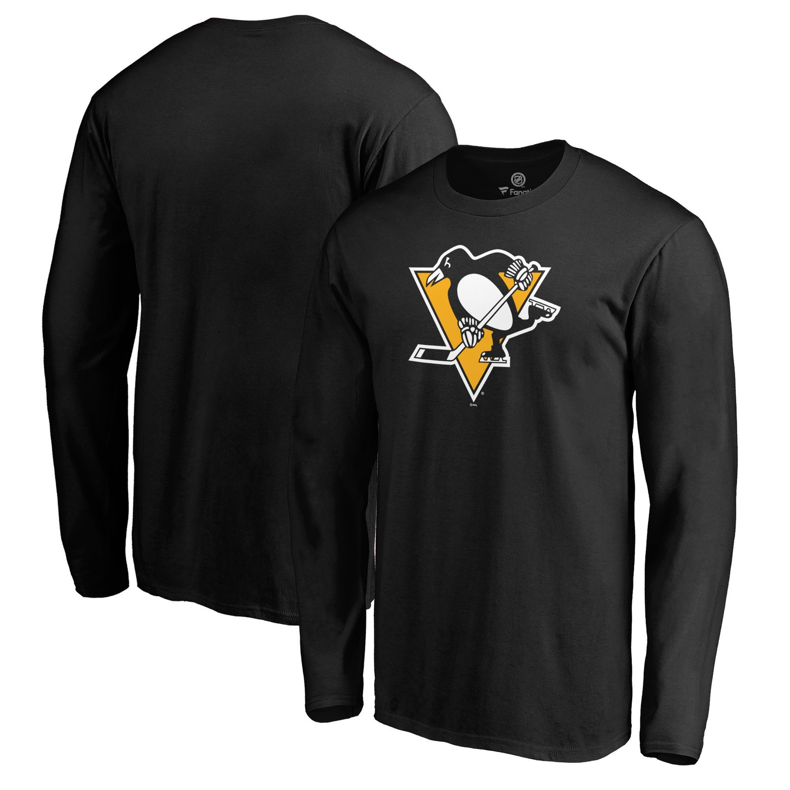 Men's Fanatics Black Pittsburgh Penguins Primary Team Logo Long Sleeve T-Shirt