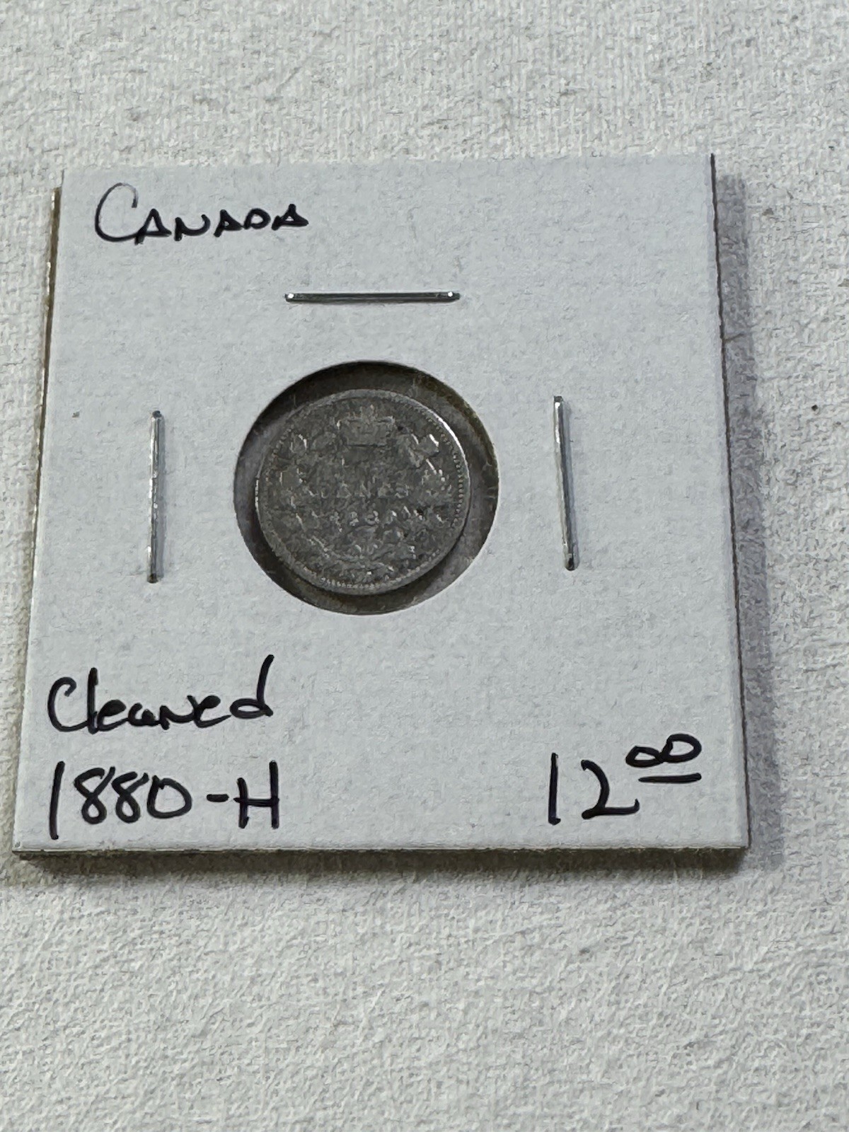 1880-H Canada 5 Cents Small Silver Coin Cleaned