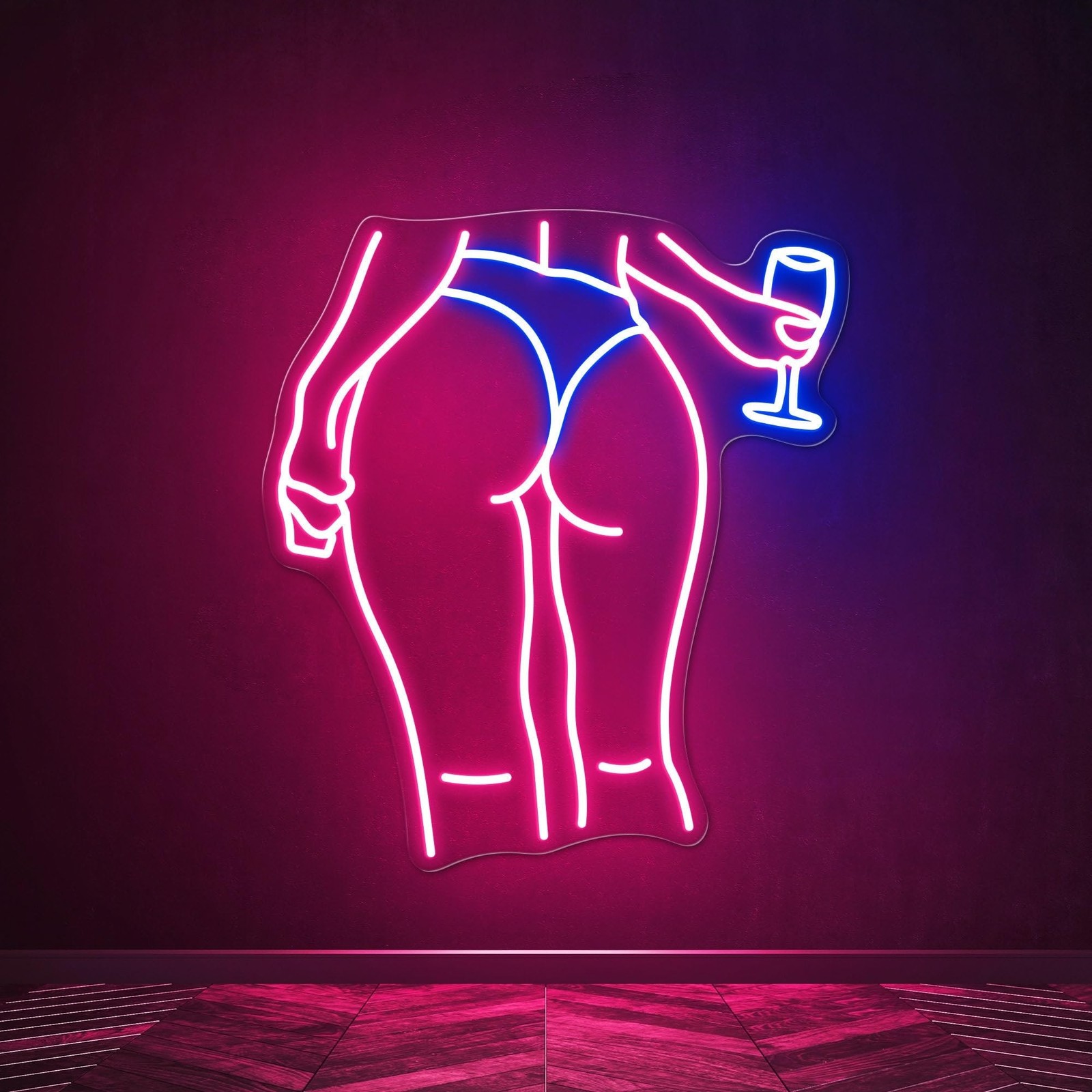 Lady Back Neon Sign, Pink LED Sign, Neon Lights for Bedroom with Woman Patter...