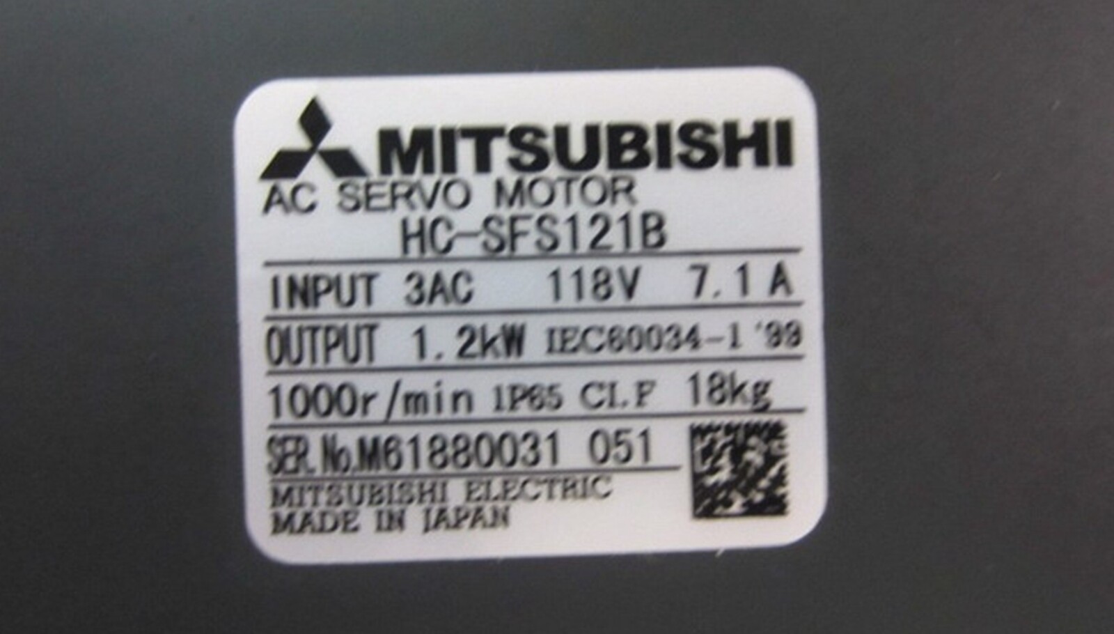 NEW Mitsubishi HC-SFS121B Servo Motor