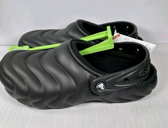 Crocs Classic Lined Overpuff Clogs Mens 10 Womens 12 Black Slip On Shoes Comfort