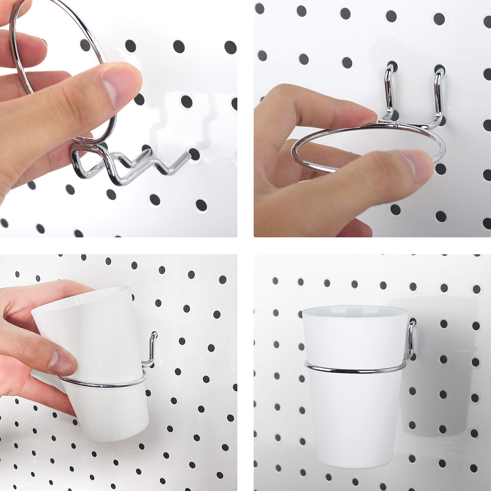6 Sets Pegboard Hooks with Pegboard Cups, Ring Style Pegboard Bins with Rings...