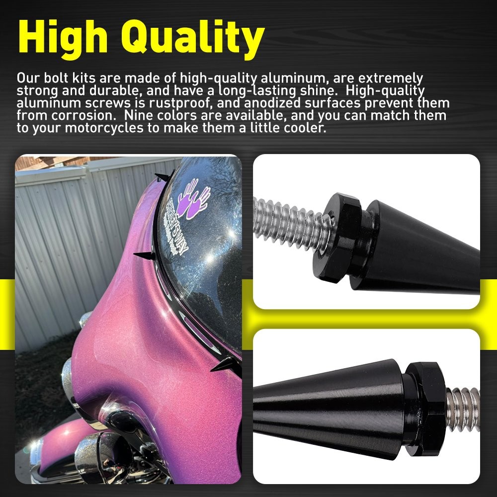 3PCS Windscreen Windshield Spike Screws For Harley Electra Glide 1996-2013 Black