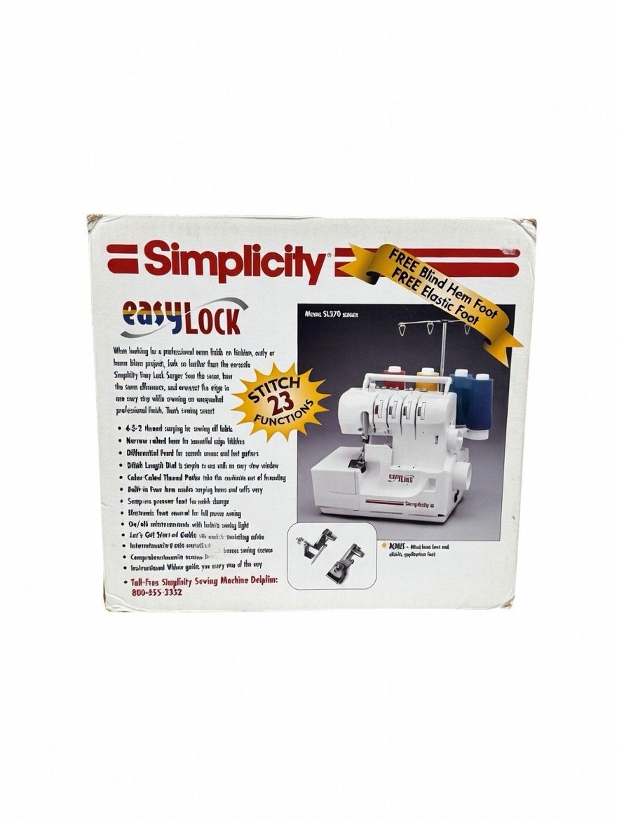 Simplicity Serger Easylock SL-370 Excellent 23 Stitch Functions New Open Box