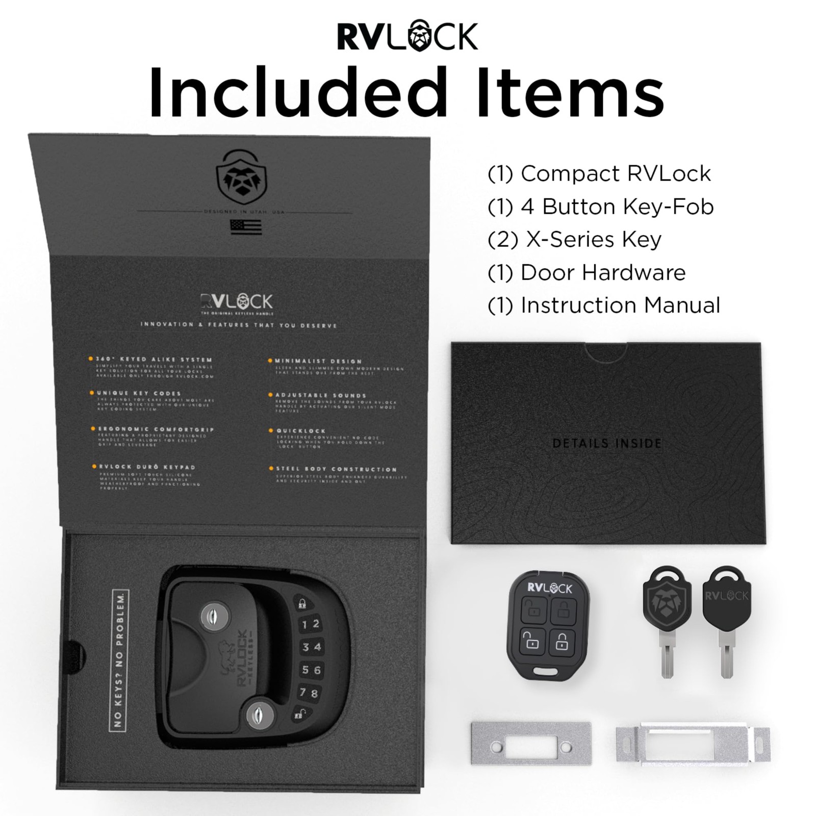 RVLOCK Compact RV Lock Keyless Entry with Remote, Secure Camper Latch