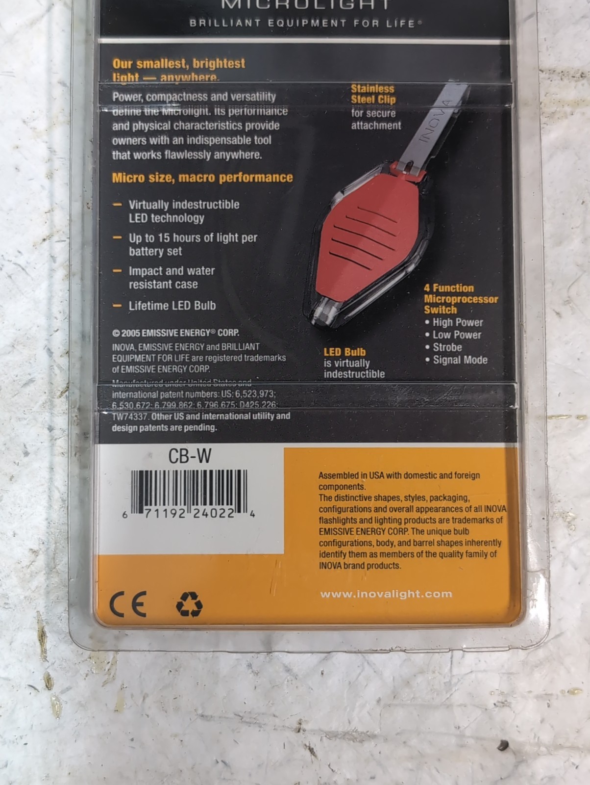 Nite Ize Inova CB-W Translucent Microlight, White LED and Black Grip 1 pk Clear