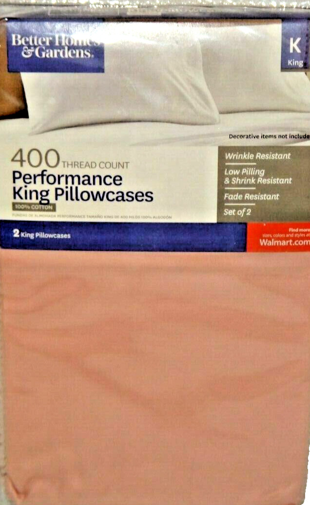 Better Homes & Gardens 400 Thread Count 2-PC KING Performance Pillowcases COTTON