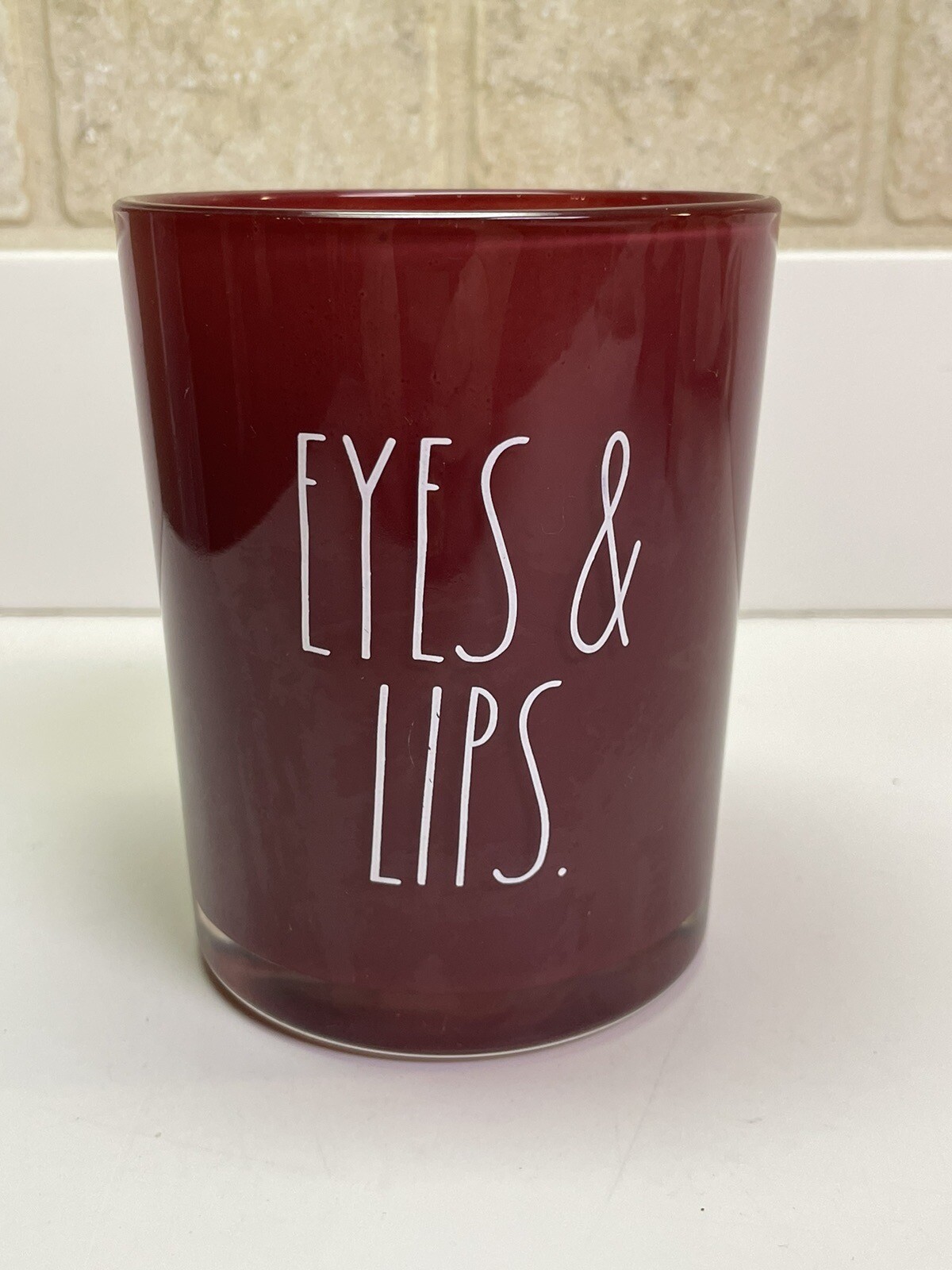 Black Rae Dunn "EYES & LIPS" 5" Jar/Holder