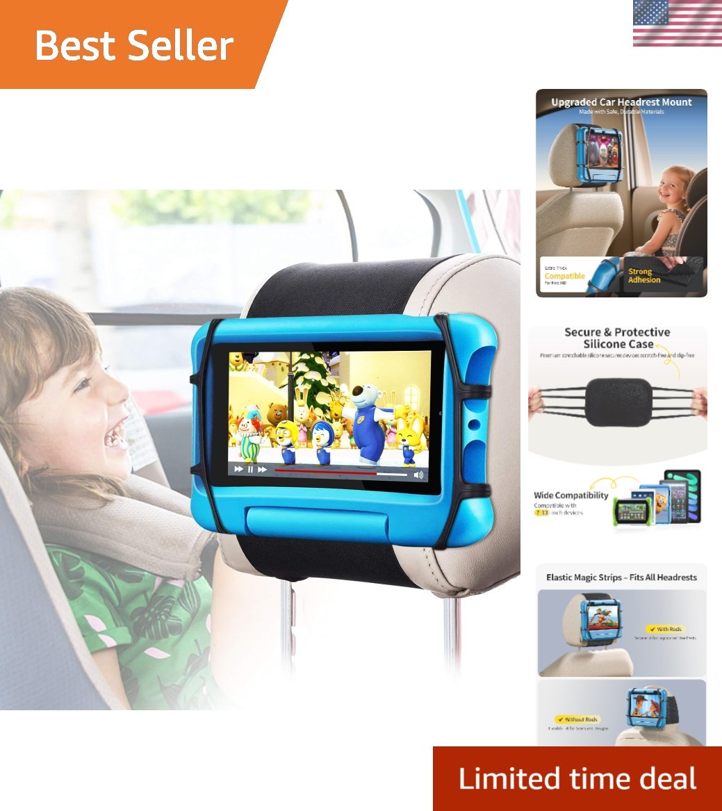 Anti-Slip Car Tablet Holder - Adjustable Strap for 7-12.9” Devices in Back Seats