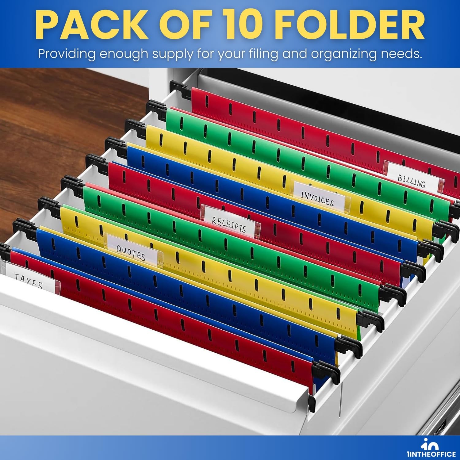 1InTheOffice Hanging File Folder, Pocket, Expandable [Various]