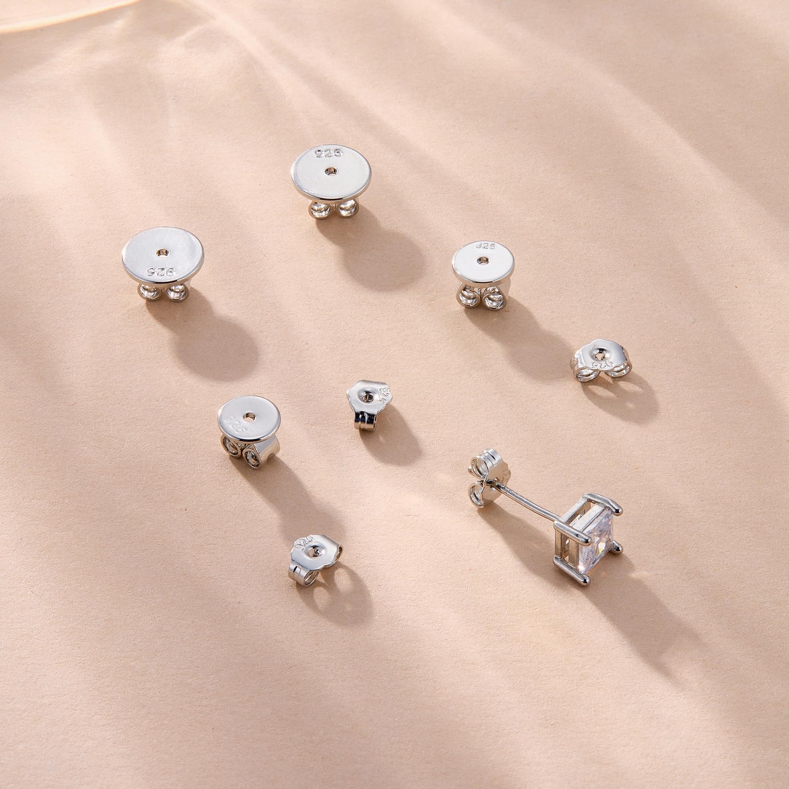 4Pairs 925 Sterling Silver Earrings Backs Replacements for Studs, Secure Earring