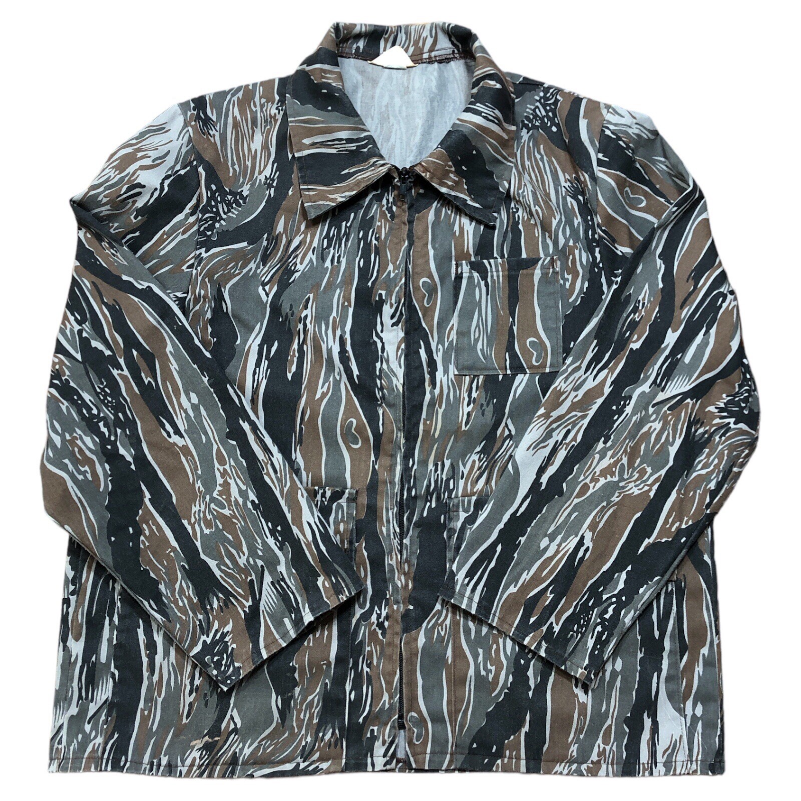 Vintage Clarkfield Outdoors Tiger Stripe Camo Full Zip Camouflage Hunting Large