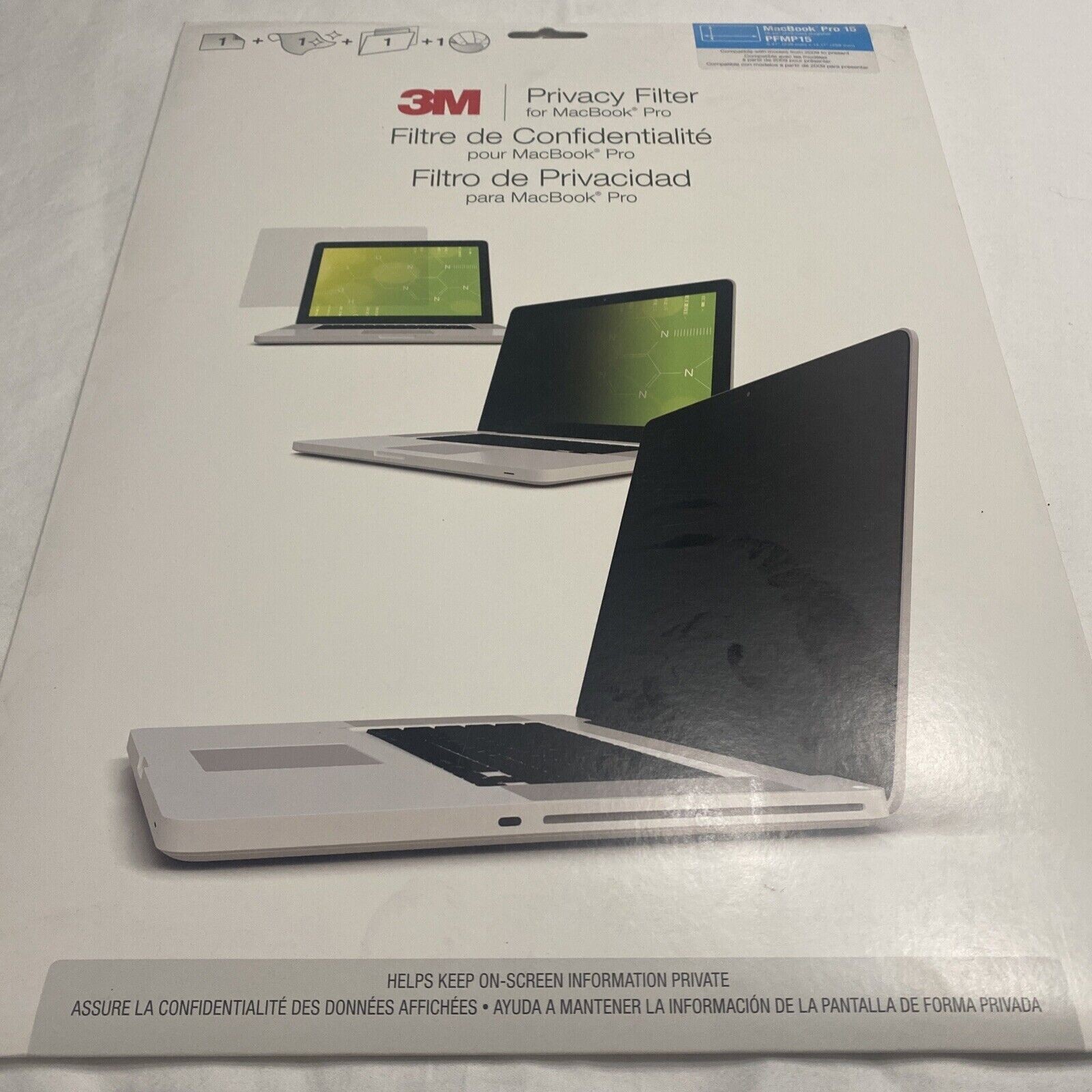 3M Privacy Filter PFMP15 for MacBook Pro 15  16.89" Diagonal  9.27" X 14.11"