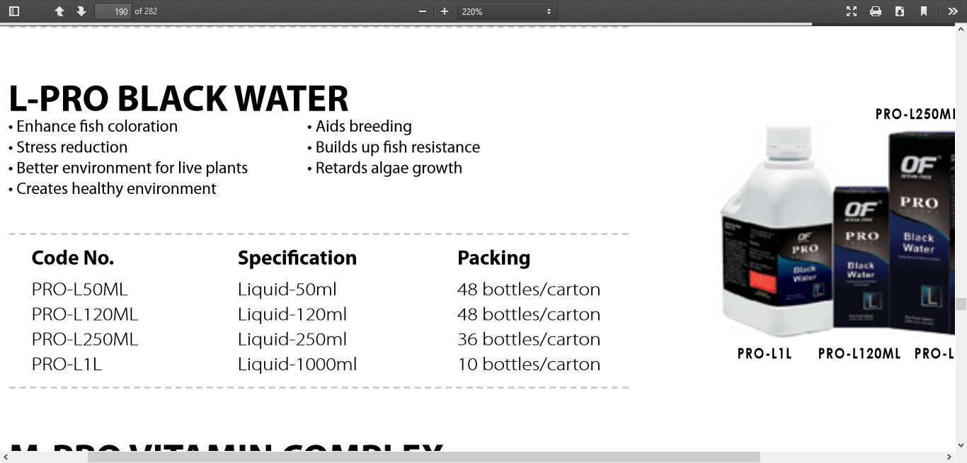 OF L-PRO BLACK WATER for AQUARIUM 50 ML