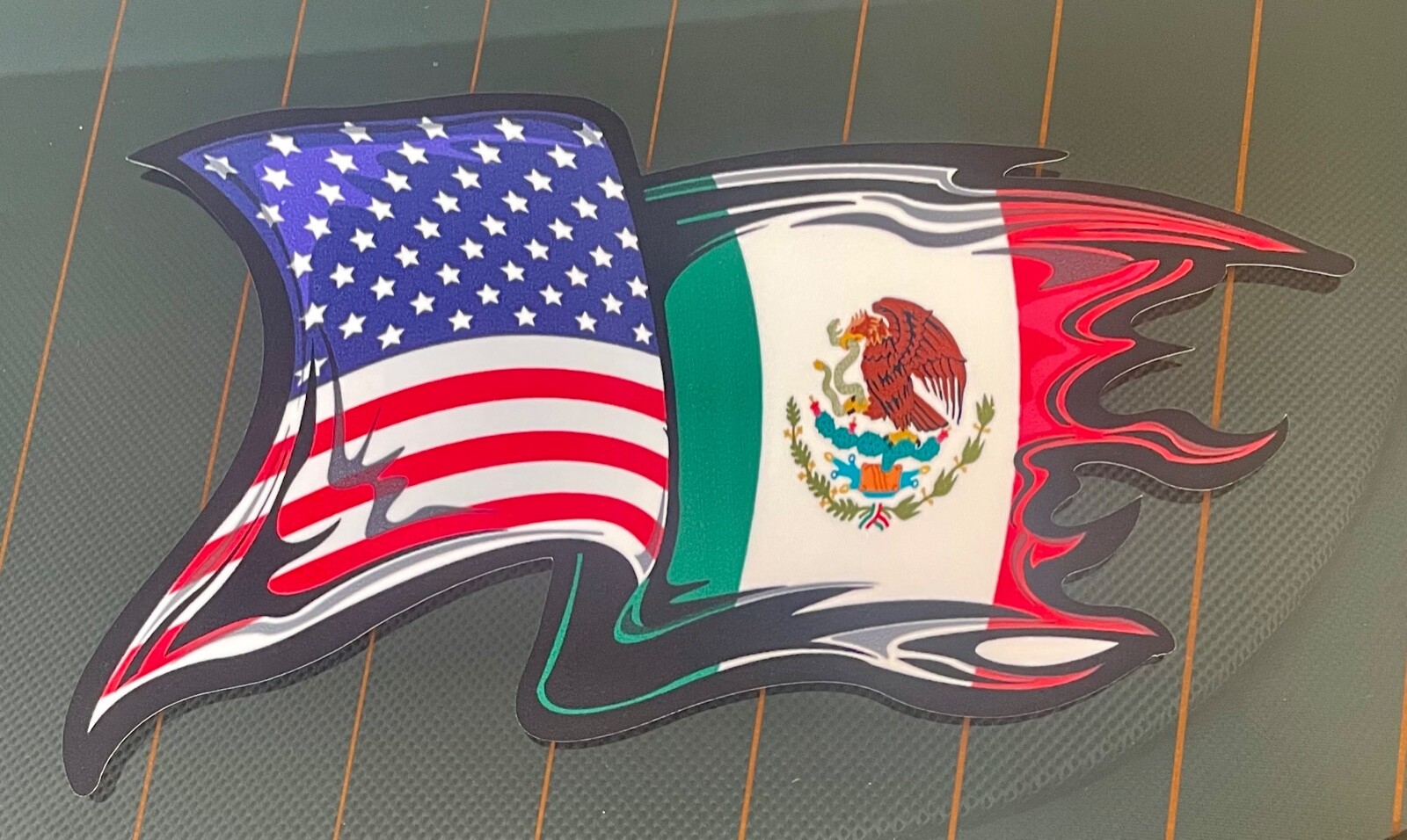 Mexico Flag/US Flag Sticker Decal Vinyl Mexican Bumper Truck Gloss Vinyl Flag
