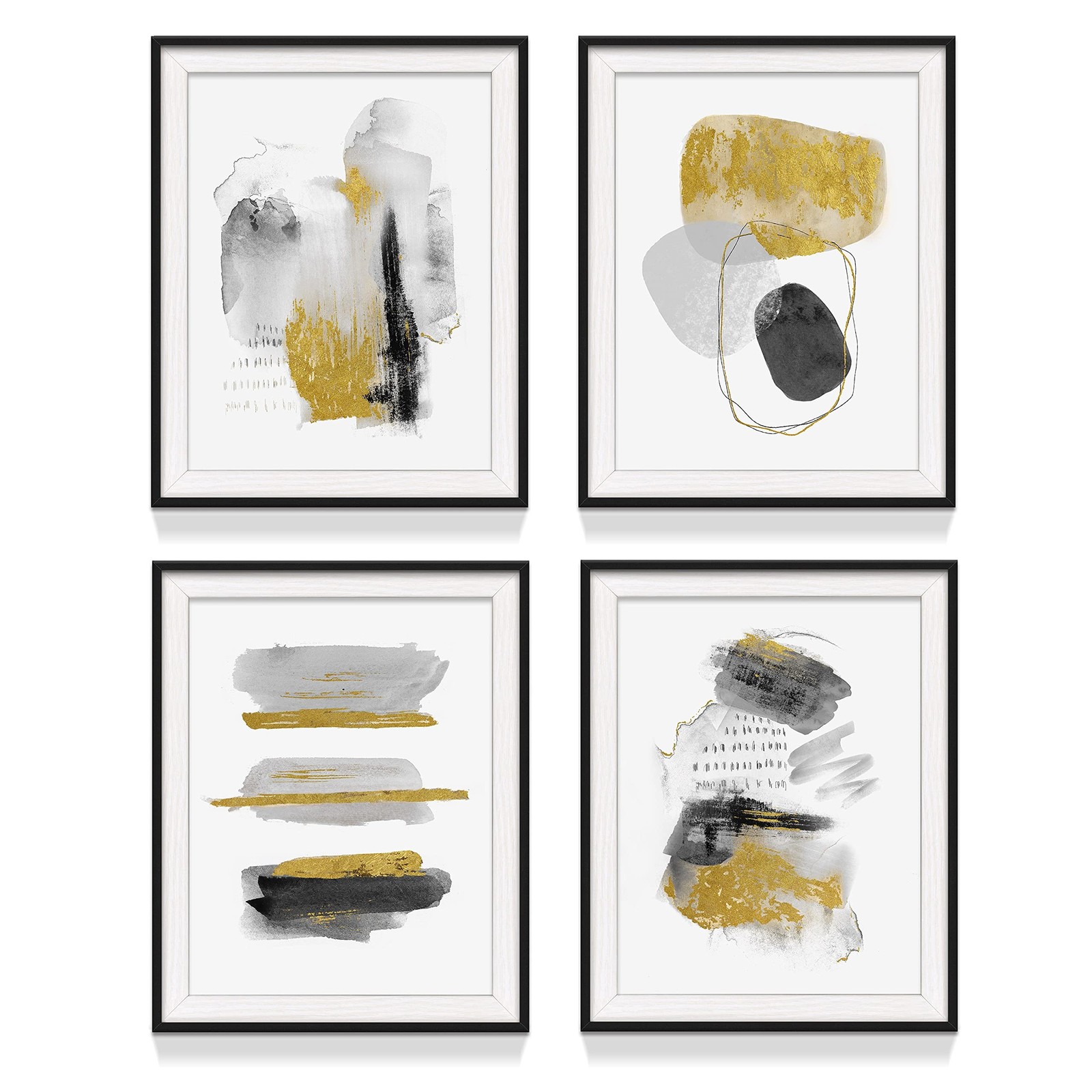 Abstract Brush Stroke Wall Art: Bedroom Living Room Framed Modern Geometric S...