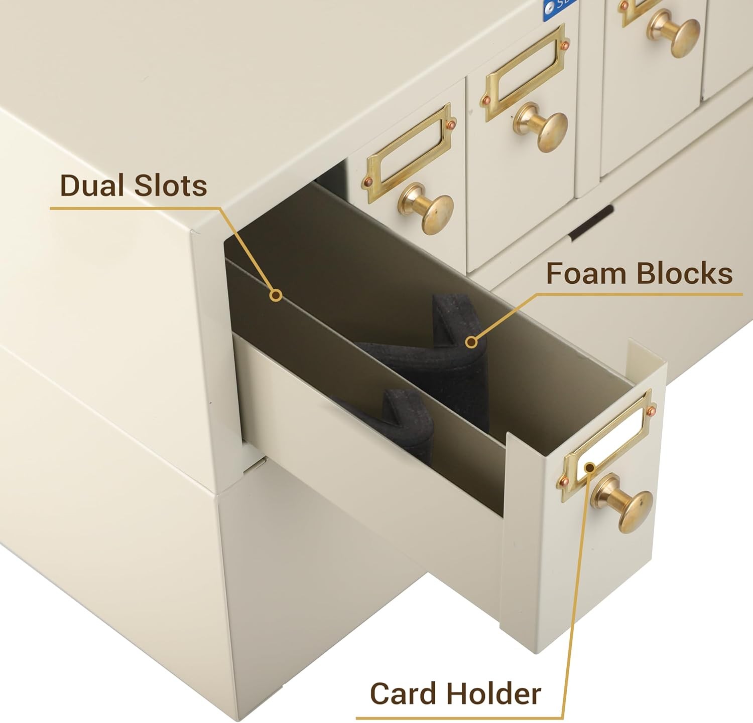 Microscope Slide Stackable Storage Cabinet, 6-Drawer, Metal, Stackable, Tan
