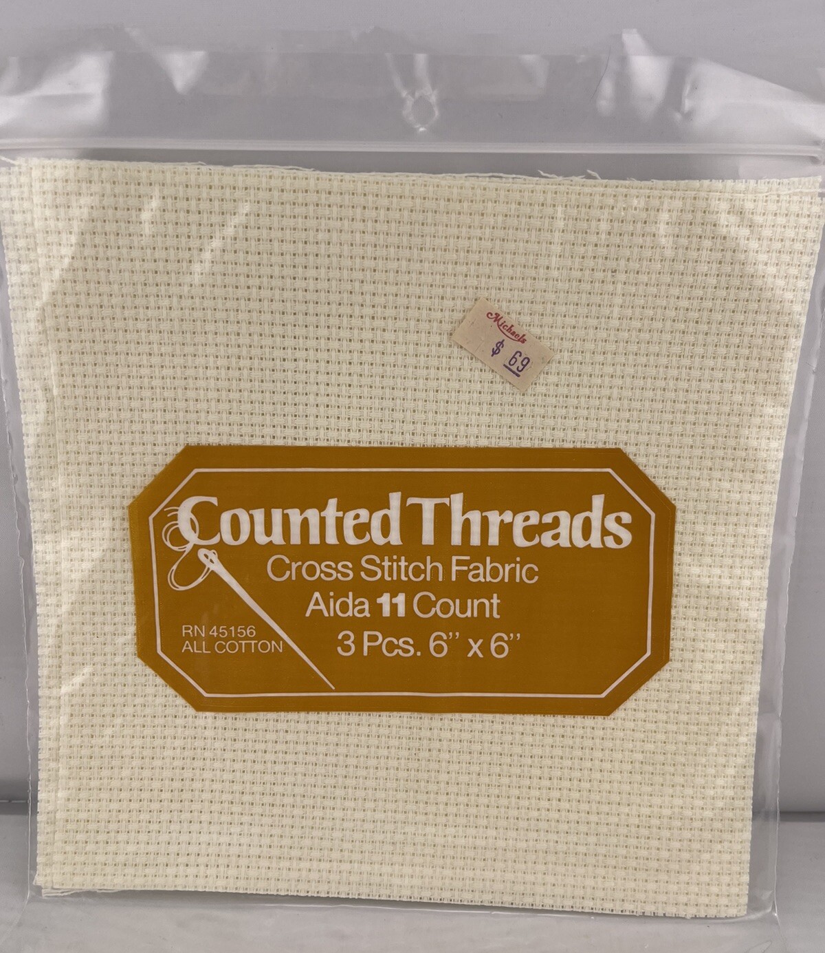 Counted Threads Cross Stitch Fabric Aida 11 Count Off-White 3 Pcs. 6”X6” NIP