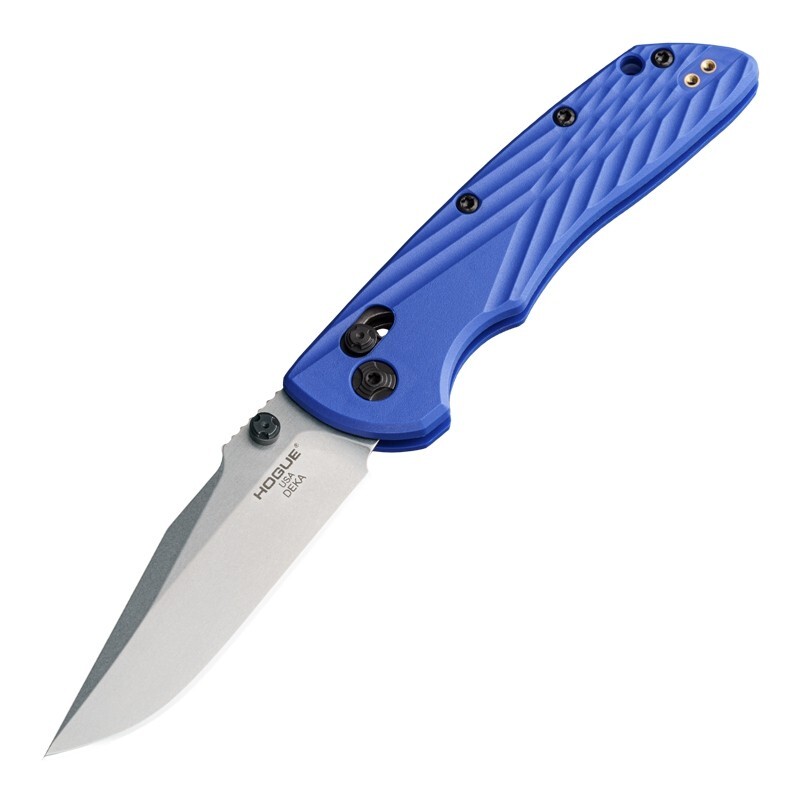 Hogue Deka Folding Knife 3.25" Clip Point Blue Polyamide Nylon 12 Grip 24373