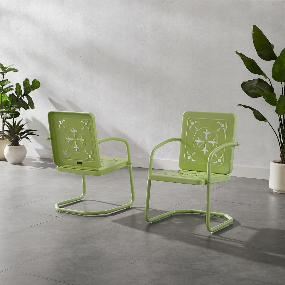 Key Lime Azalea 2-Piece Vintage Metal Outdoor Chair Set for Patio & Deck