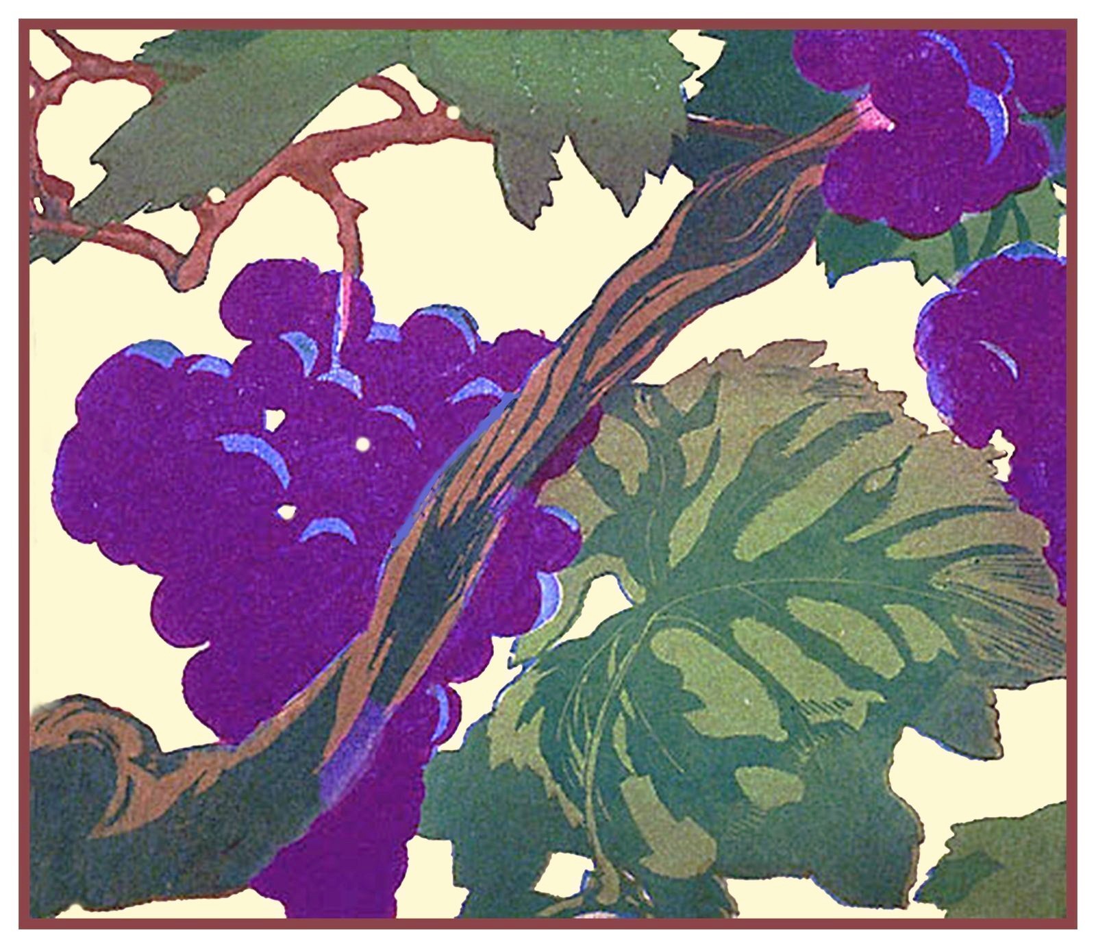 Grapes and Leaves by Scottish Artist Mabel Royds Counted Cross Stitch Pattern