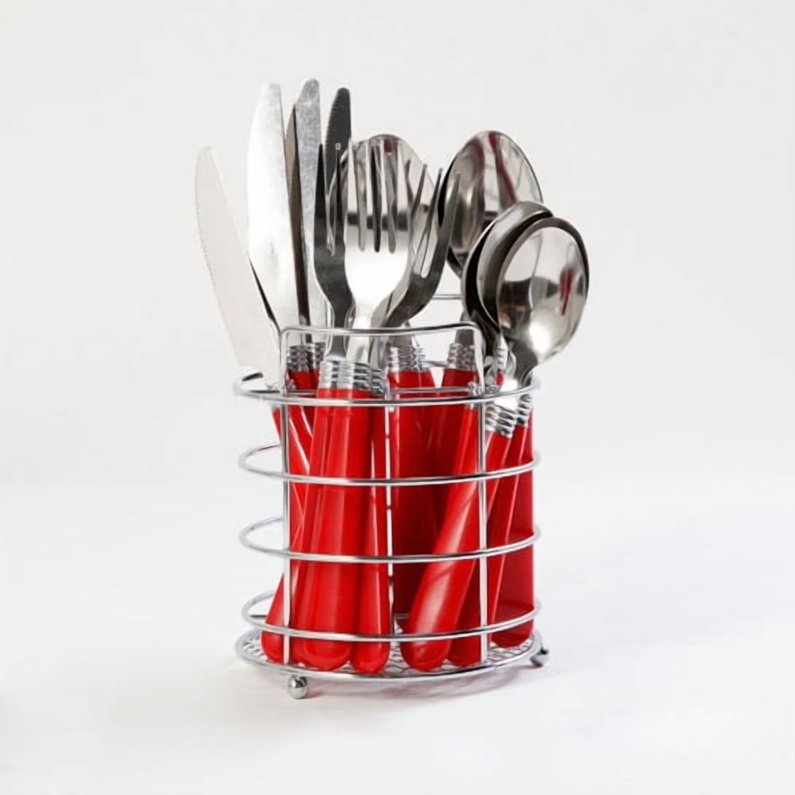 Gibson Sensations II 16 Piece Red Plastic Handle Flatware Set