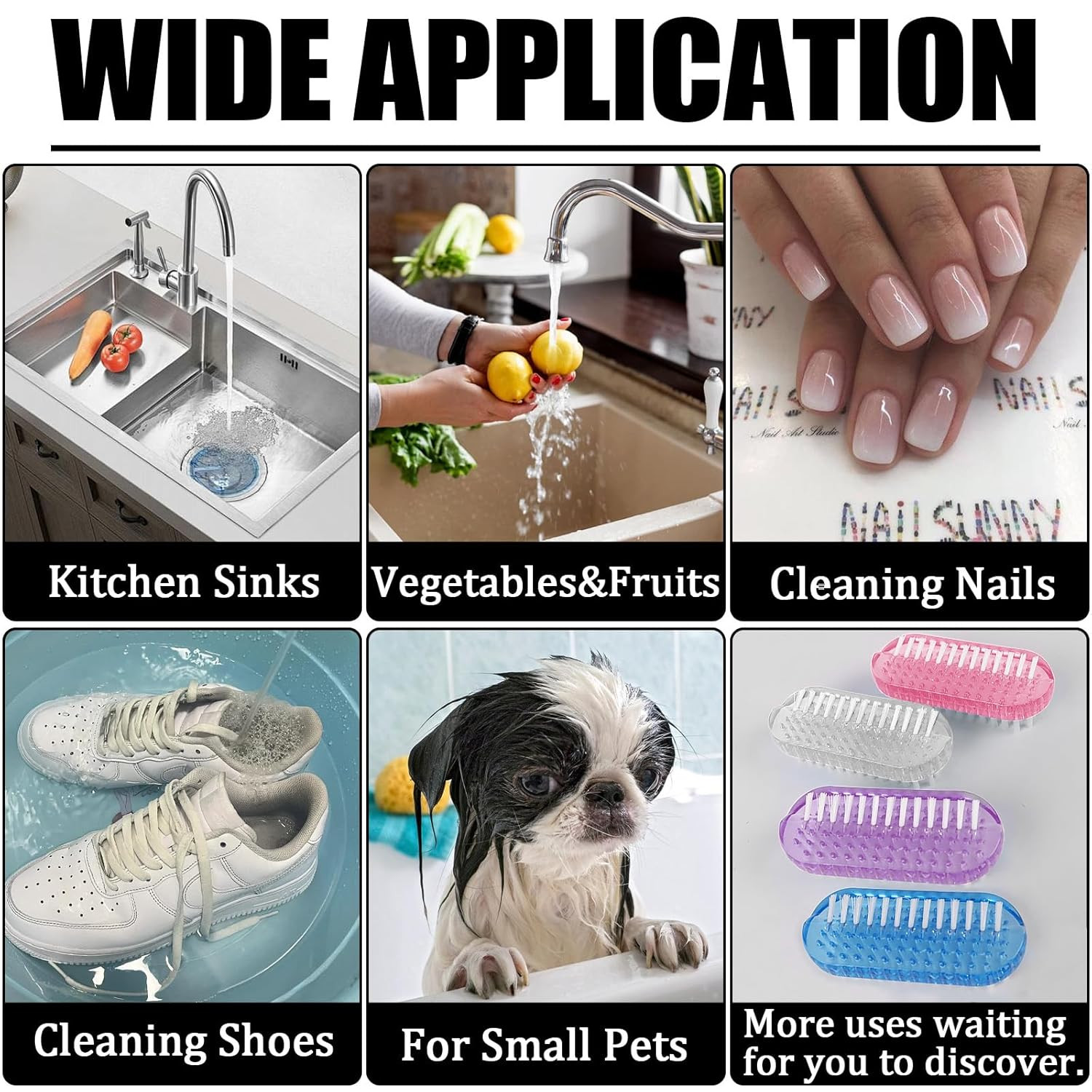 8 Pack Nail Brushes, Ergonomic Design Hand Scrub Cleaning Brush for Nail and Toe