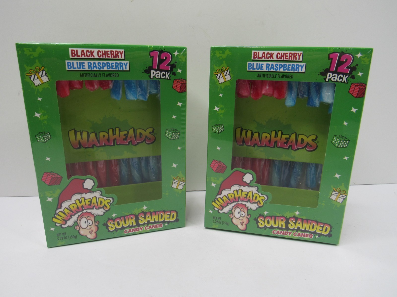 2 Boxes Warheads Sour Sanded Candy Canes 24 Total Cherry Raspberry 7/27 Best Buy