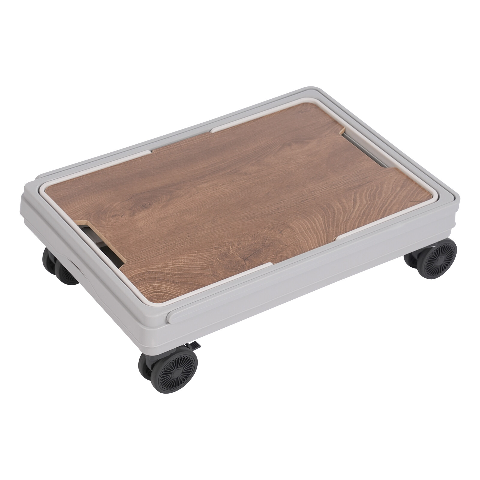 55L Large Capacity Rolling Cart Foldable Organizer Box for Outdoor Store Gray