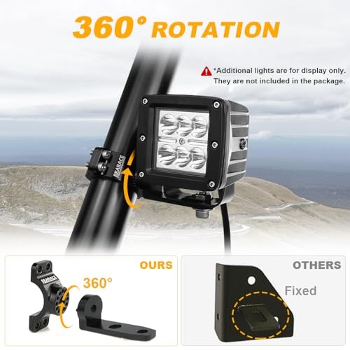 2PCS Whip Light Mount - 360° Rotating Adjustable UTV Flag - Aluminium