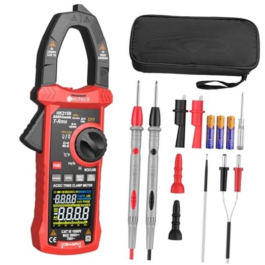 Clamp Meter 9999 Counts 1000A Amp Clamp 9999Counts,1000A AC/DC Current Red