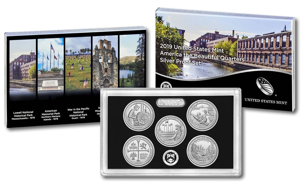 2019 US Mint America the Beautiful Quarters Silver Proof Set w/ OGP & COA