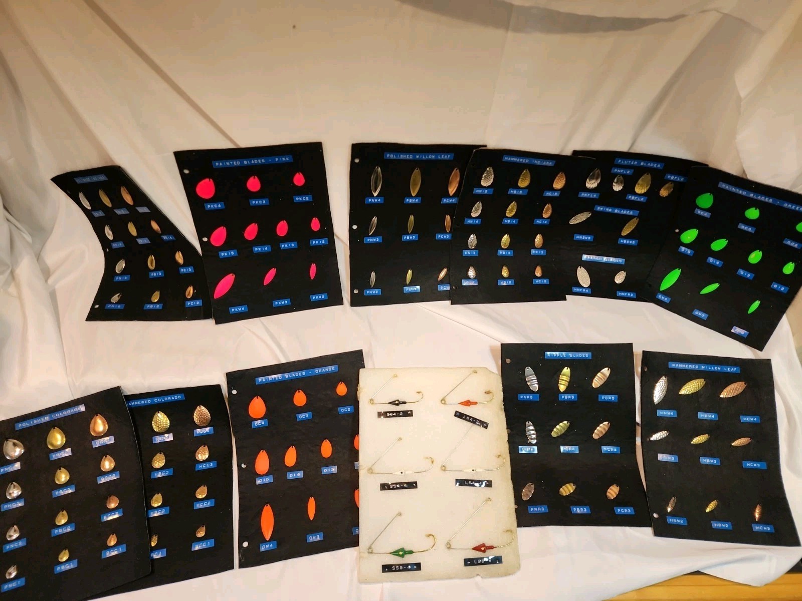 Rare - Vintage Fishing Lure Spinner Blade Salesman Sample Boards Lot
