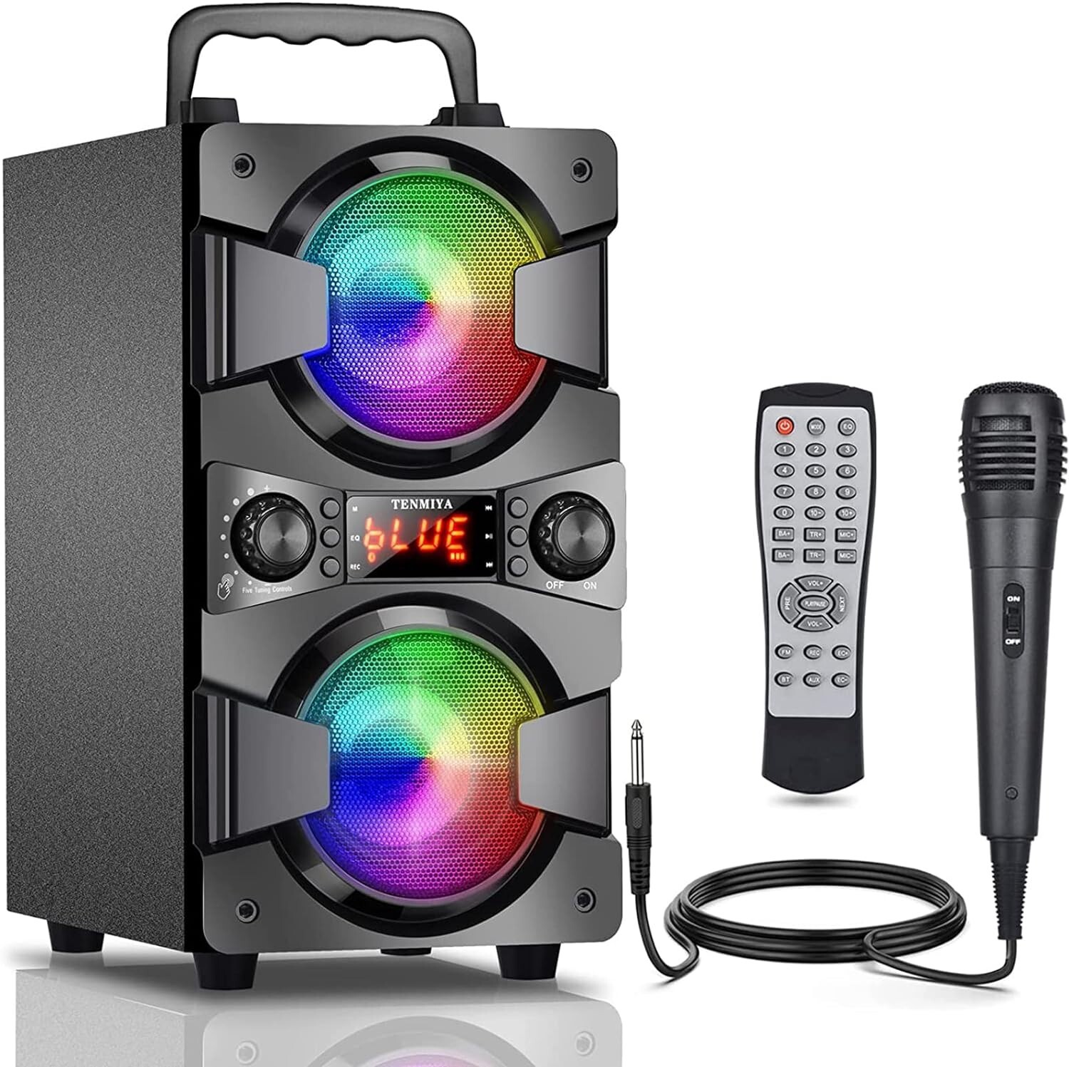 Karaoke Machine with Microphone ,Portable Bluetooth Speaker dual 3 inch subwofer