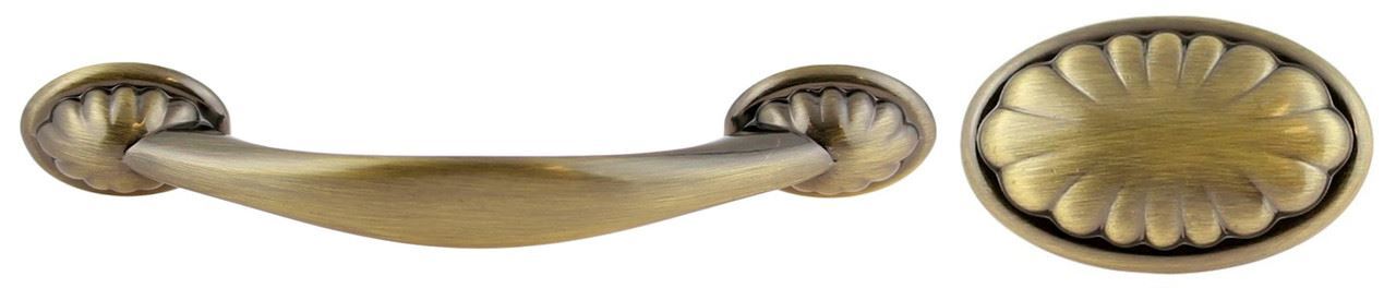 1-1/2" Shell Design Knob Antique Brass